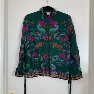 H&M animal print button up blouse